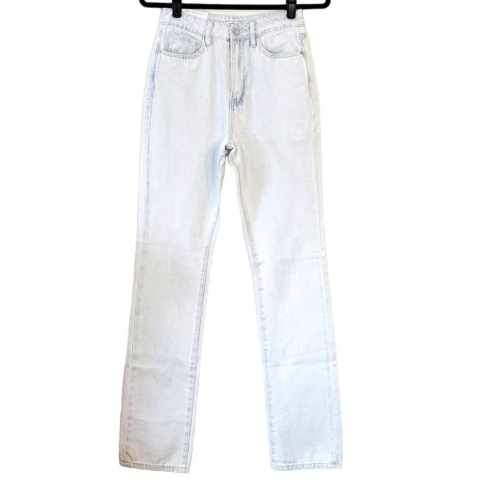 We Wore What THE ICON Jeans 26 High Rise Light Wash Straight Leg Beachy Festival